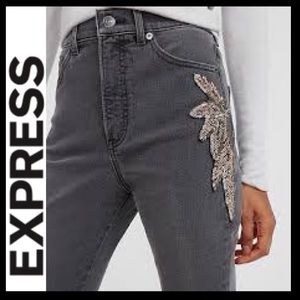 NWT Express Super High Waist Beaded Jean